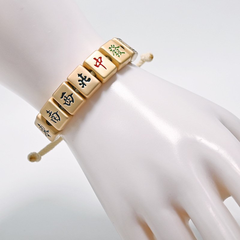 Handmade Hot Fashion Lucky Elastic White Mahjong Bracelet Custom Wholesale Bracelet Chinese Style