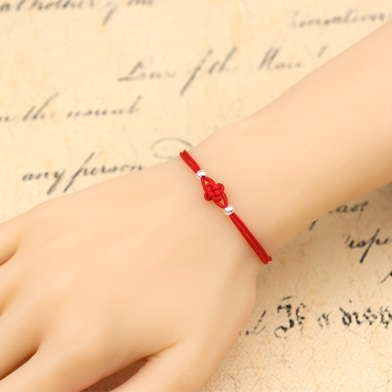 Lucky Bracelet Handmade Red Rope Clover Knot Charm Bracelet Red Thread String Wristband for Sisters Gifts