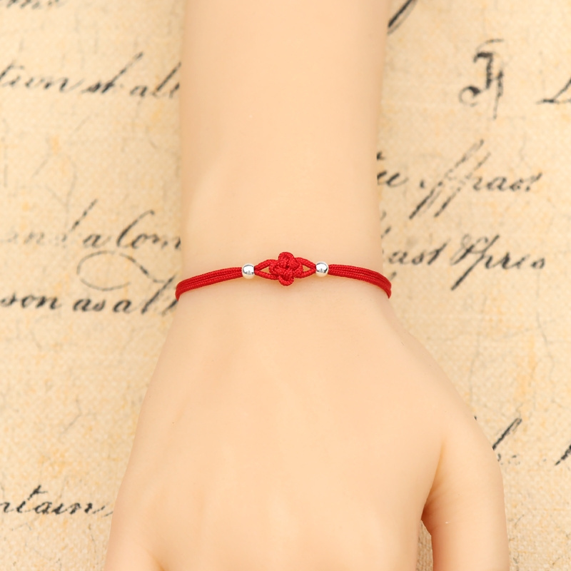 Lucky Bracelet Handmade Red Rope Clover Knot Charm Bracelet Red Thread String Wristband for Sisters Gifts