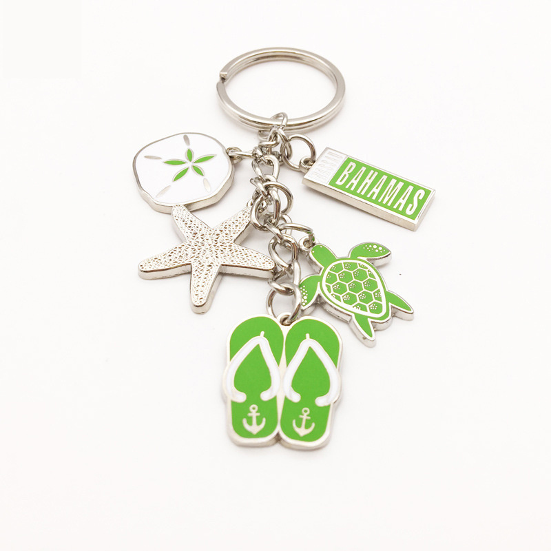 OEM Small Flip Flop Turtle Keychain Personalized Starfish Beach Souvenir Keychain Charms Sea Turtle Keychain