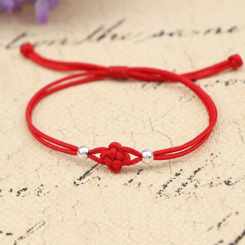 Lucky Bracelet Handmade Red Rope Clover Knot Charm Bracelet Red Thread String Wristband for Sisters Gifts