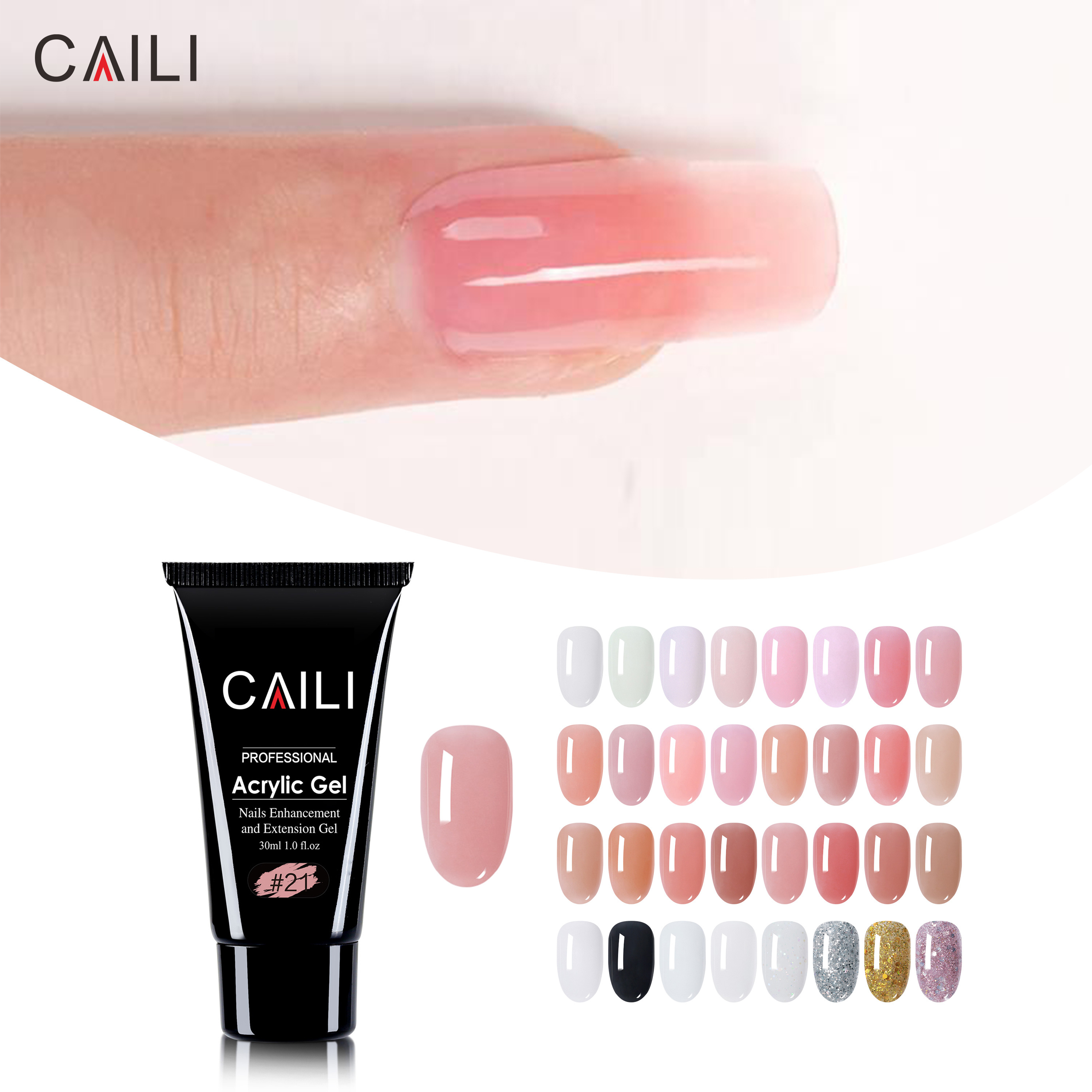 Caili High Demand Nail Beauty Products 30Ml Acrylic Milky Nail Extension Gel Glue