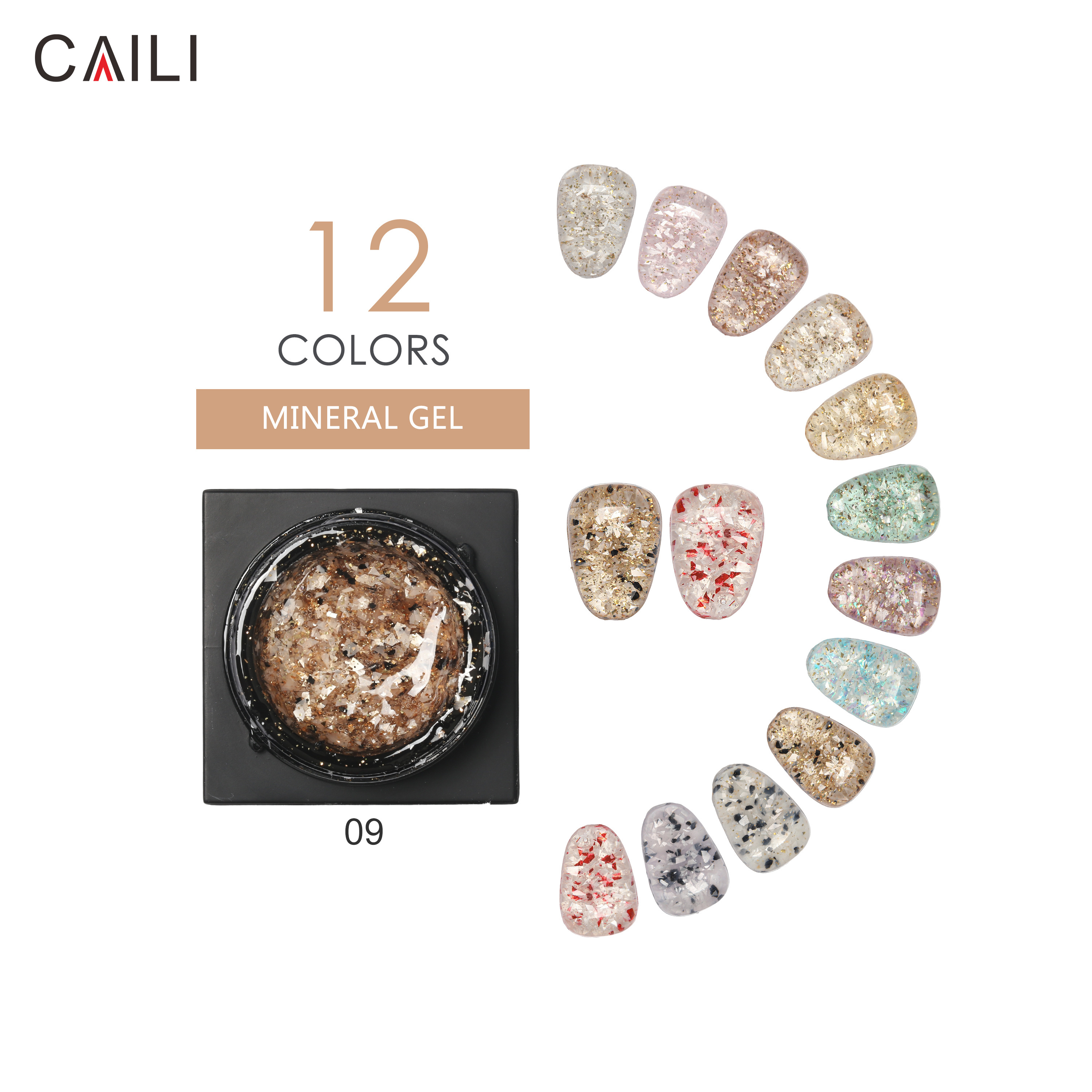 Soak Off 12 Colors Kit High Pigment Art Mineral Resemble Crystal Clear Gel Nail Paint