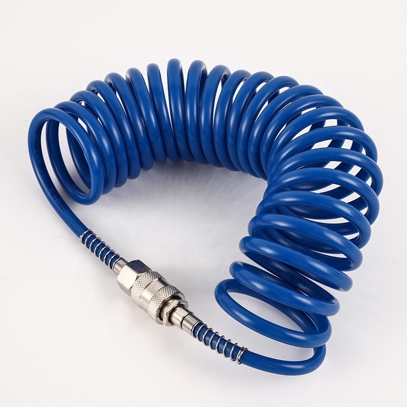 5*8 Polyurethane Recoil Air Hose With Air Fittings Connector Lightweight Pu Air Compressor tube Pneumatic Spring Spiral Hose