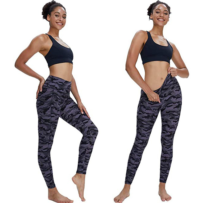 Leggings Printed Sport Gym Fitness Workout Pants Women High Waisted Leggings 4 Way Stretch Tummy Control Yoga Pants with Pockets