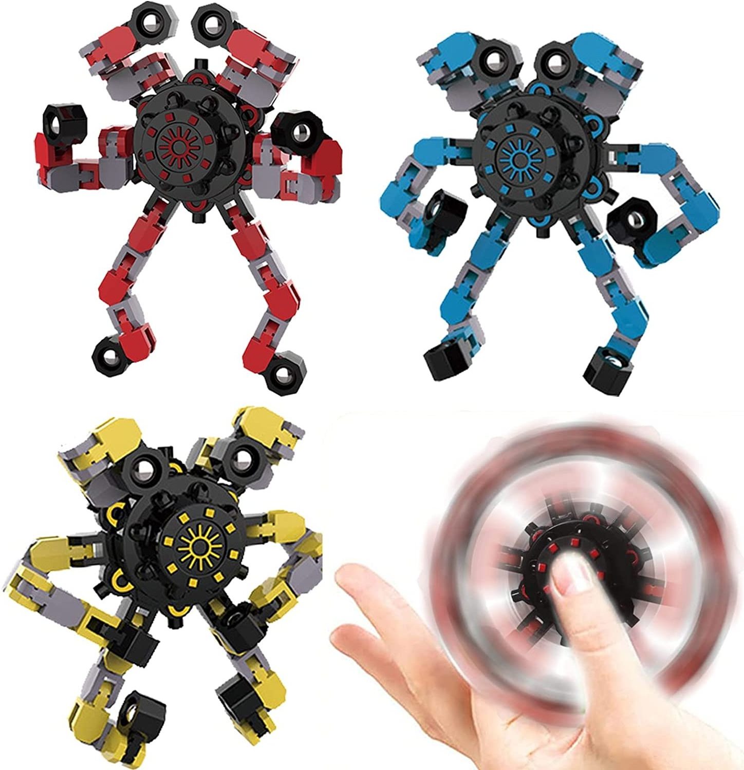 AMZ Hot Robot Toy DIY Deformation Robot Deformed Mechanical Spiral Twister Fingertip Decompression transformable spinner