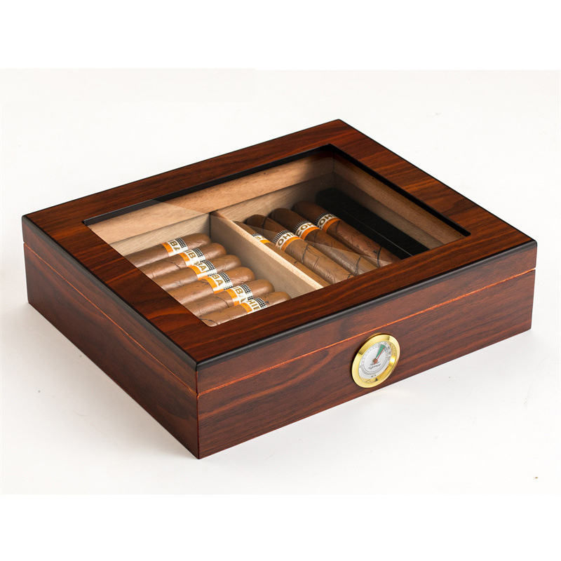 Cigar storage wooden box black walnut wood grain Cuban capacity cedar wood moisturizing thermostatic cigar collection box