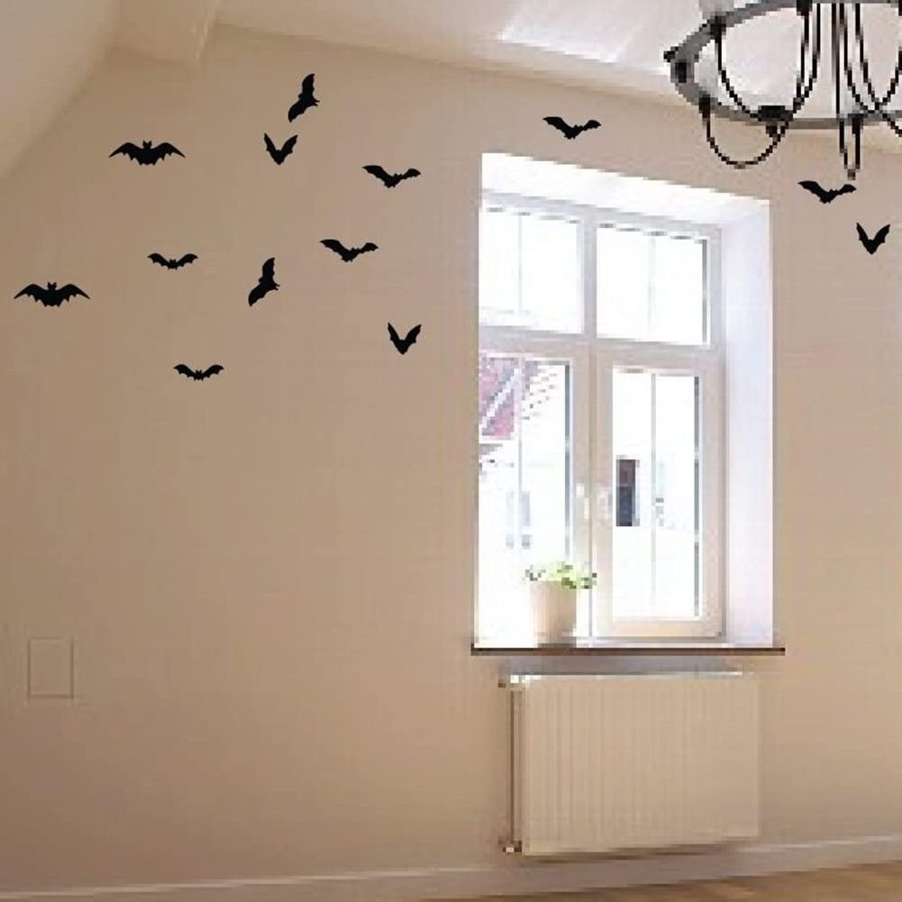 Realistic PVC horror Black table DIY props home witch ghost hanging halloween animatronic outdoor window decorations 3D Bats