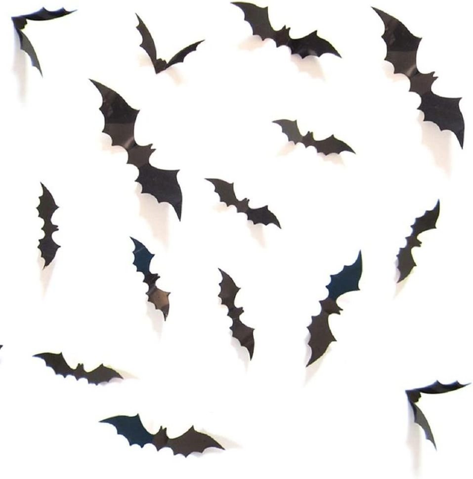 Realistic PVC horror Black table DIY props home witch ghost hanging halloween animatronic outdoor window decorations 3D Bats