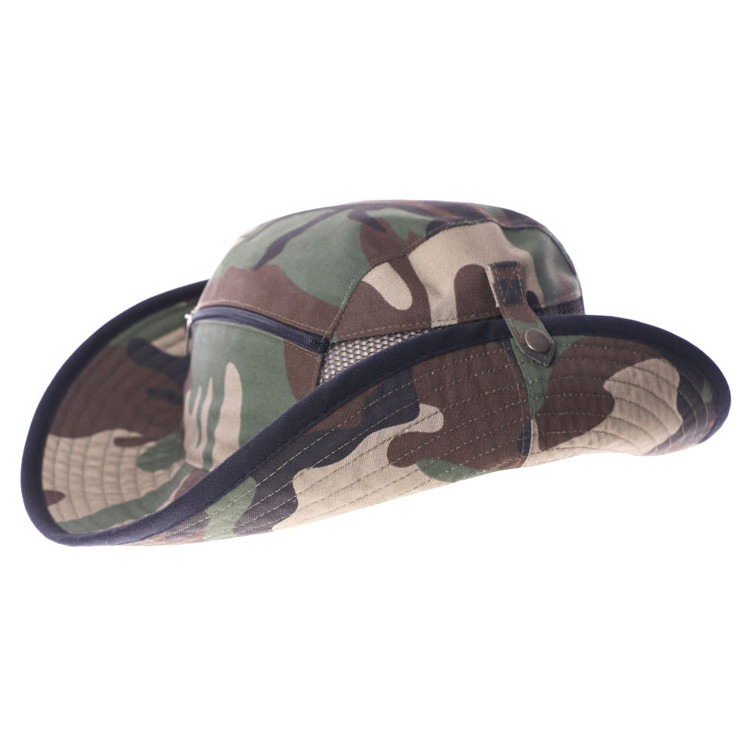 Hunting Fishing Hiking Outdoor Crimping Cool Mesh Brim Camo Boonie Bucket Hat