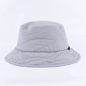 Hengxing manufacturer waterproof polyester customised color winter warm quilted puffer bucket hat