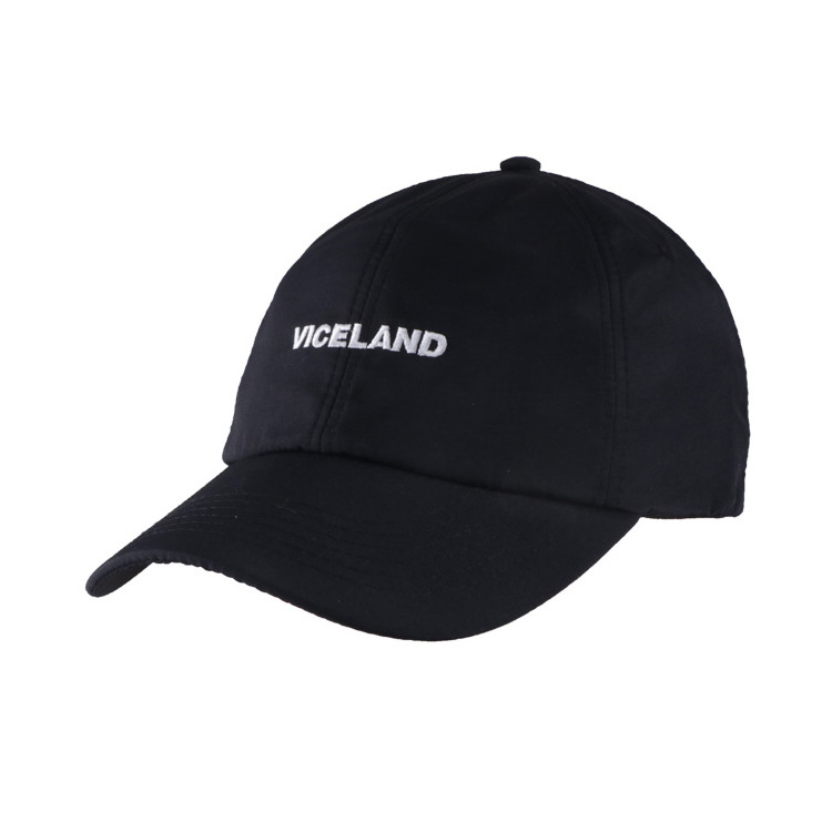 Custom High Quality Fashion Men Plastic Snap Black Polyester Baseball Caps