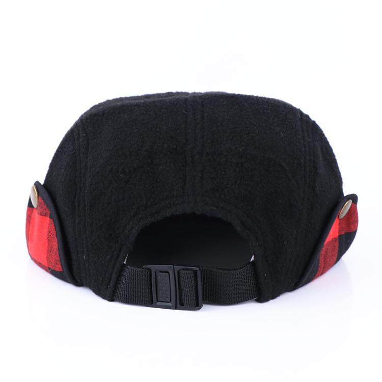 Fashion Design Two Tone 5 Panel Blank Plastic Buckle Snapback Hat With Ear