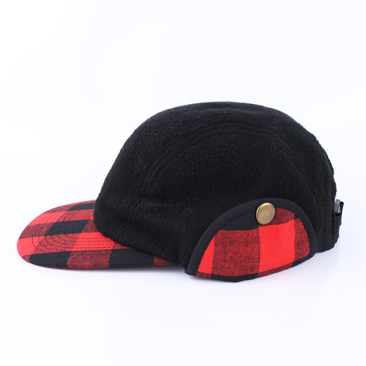 Fashion Design Two Tone 5 Panel Blank Plastic Buckle Snapback Hat With Ear