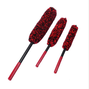 Car wheel brush microfiber super soft with short and long handle auto detailing tool rim tire cleaning car brush kit