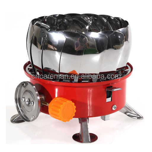 Windproof Camping Gas Stove, Wind Shield Mini Compact Hiking Gas Burner Cooker Lotus Shape 220gr Nozzle Gas Cartridge Type OEM