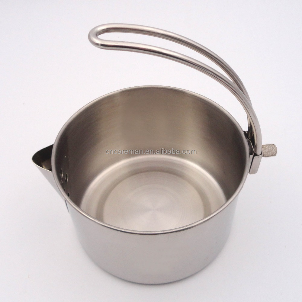 1100ml SUS304 Stainless Steel Outdoor Camping Water Kettle, Hiking Picnic Milk Kettle Campfire Compact Premium OEM Accepted