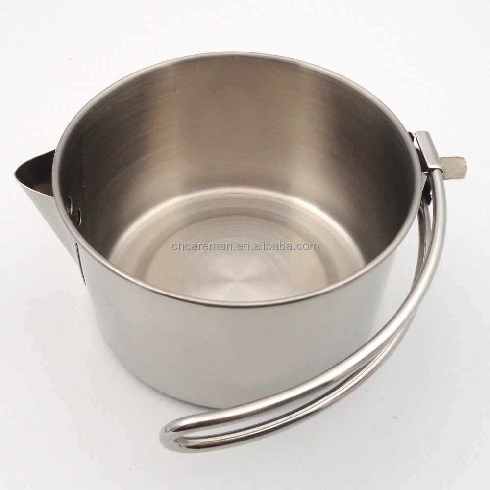 1100ml SUS304 Stainless Steel Outdoor Camping Water Kettle, Hiking Picnic Milk Kettle Campfire Compact Premium OEM Accepted