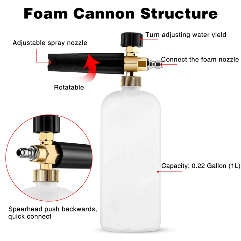 Adjustable Foam Cannon I Liter Bottle Snow Foam Lance Fit 1/4