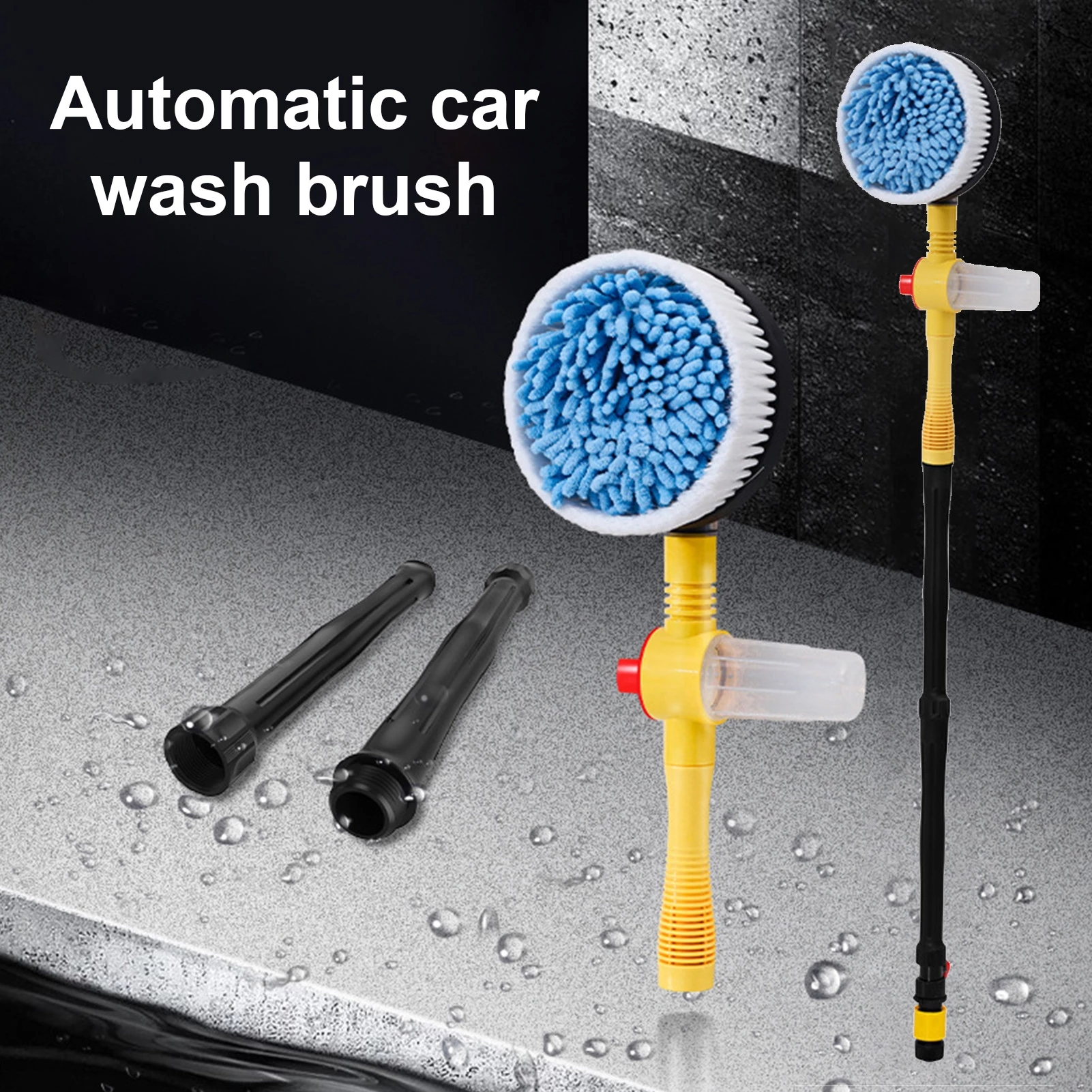 high pressure car washer long handle retractable chenille foam mop 360 degree auto-rotating car wash brush with soap dispenser