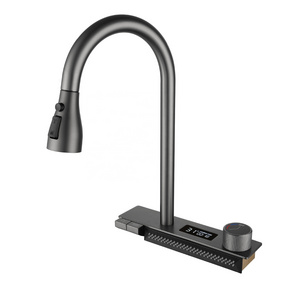 waterfall Water Tap Bathroom Matte Black sink kitchen with pull out Faucet Spout for wash basin tap