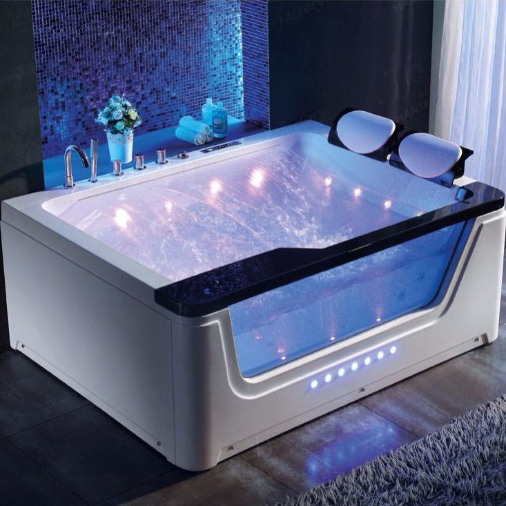 Whirlpool Massage Bath SPA Acrylic big Bathtub hotel LED jet Massage 2 person sided skirt bath outdoor hot tub