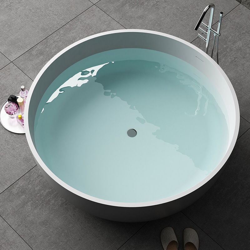 Black Round bathtub / Marquina Solid Surface Artificial Stone freestanding Bathtub   bathroom marble resin bath tub