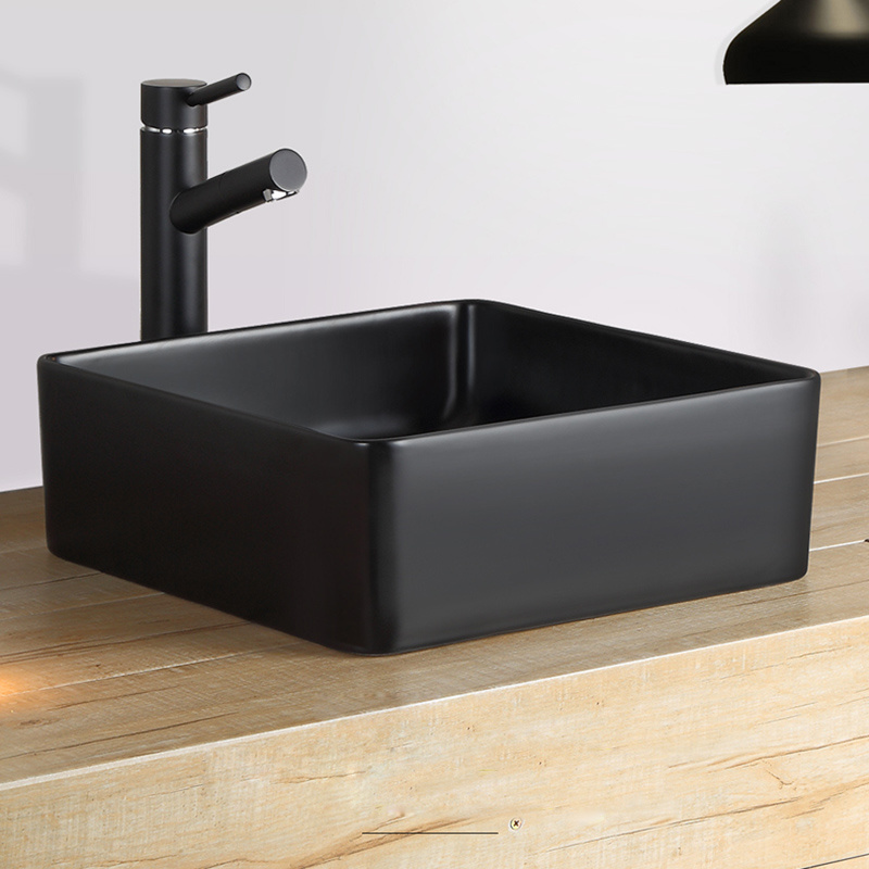 Above Counter Design hair Washing Basin black bathroom ceramic countertop hand wash sink