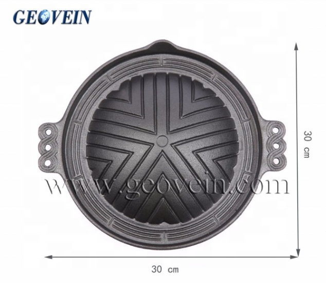 Cast Iron Cookware Korean Pan Round Domed BBQ Plate