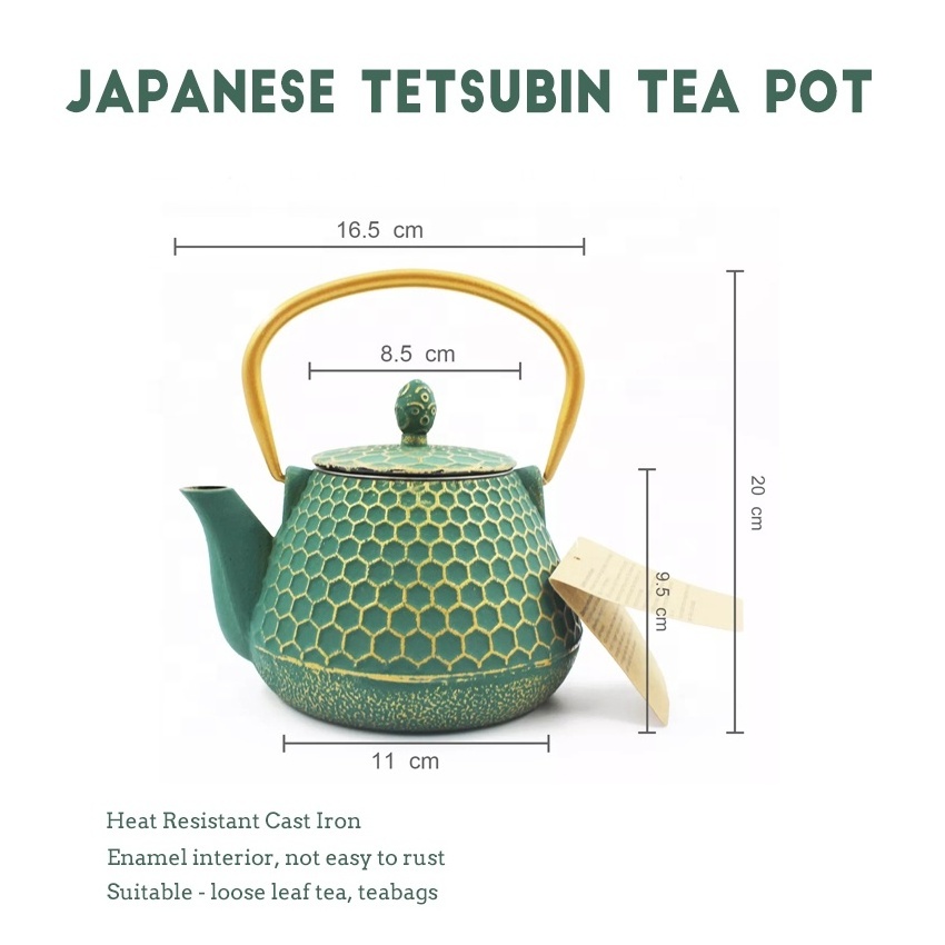 Japanese Style 800ml Enameled Cast Iron Tea Pot Stovetop Tea Kettle  with Removable Stainless Steel Infuser For Loose Tea