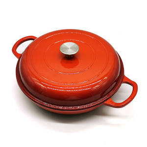 Enameled Cast Iron Shallow Casserole stewing Pot with lid