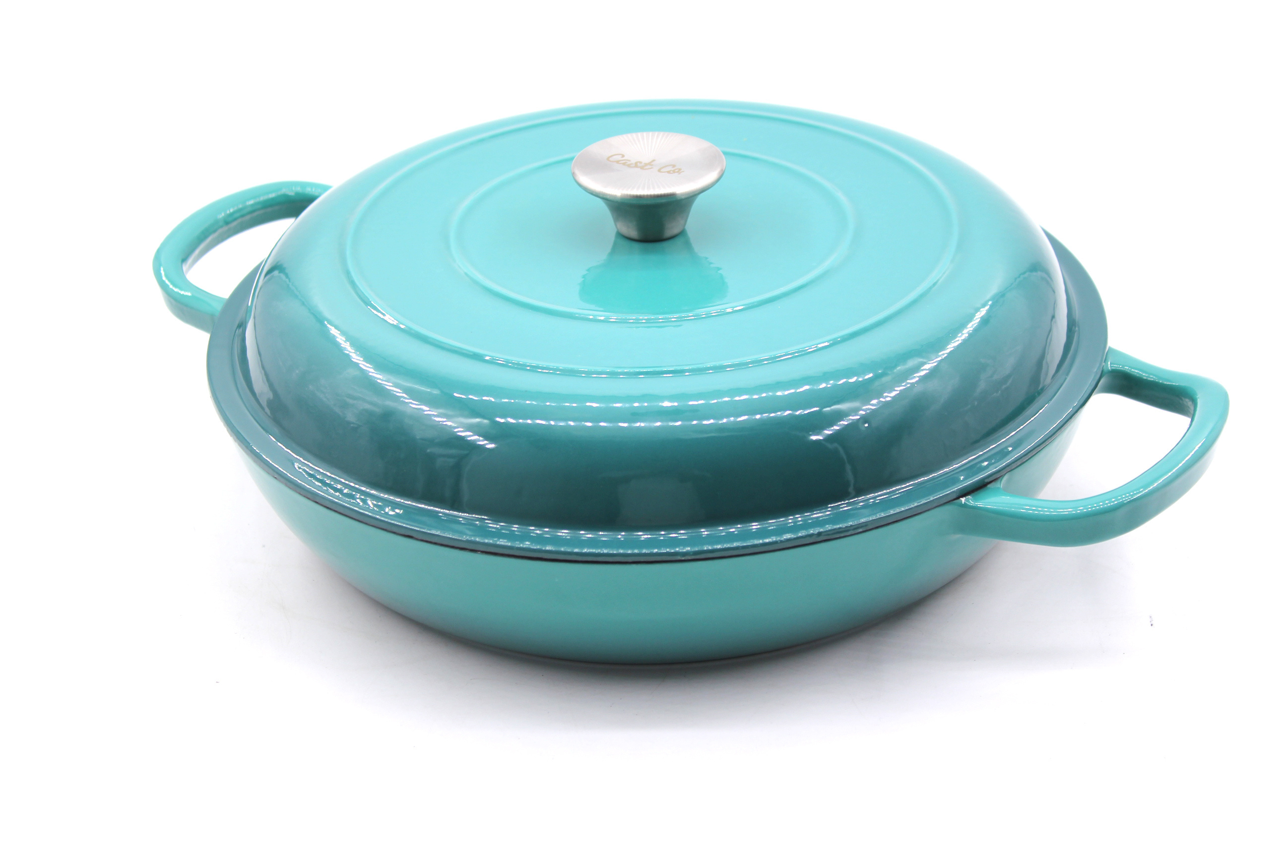 Enameled Cast Iron Shallow Casserole stewing Pot with lid