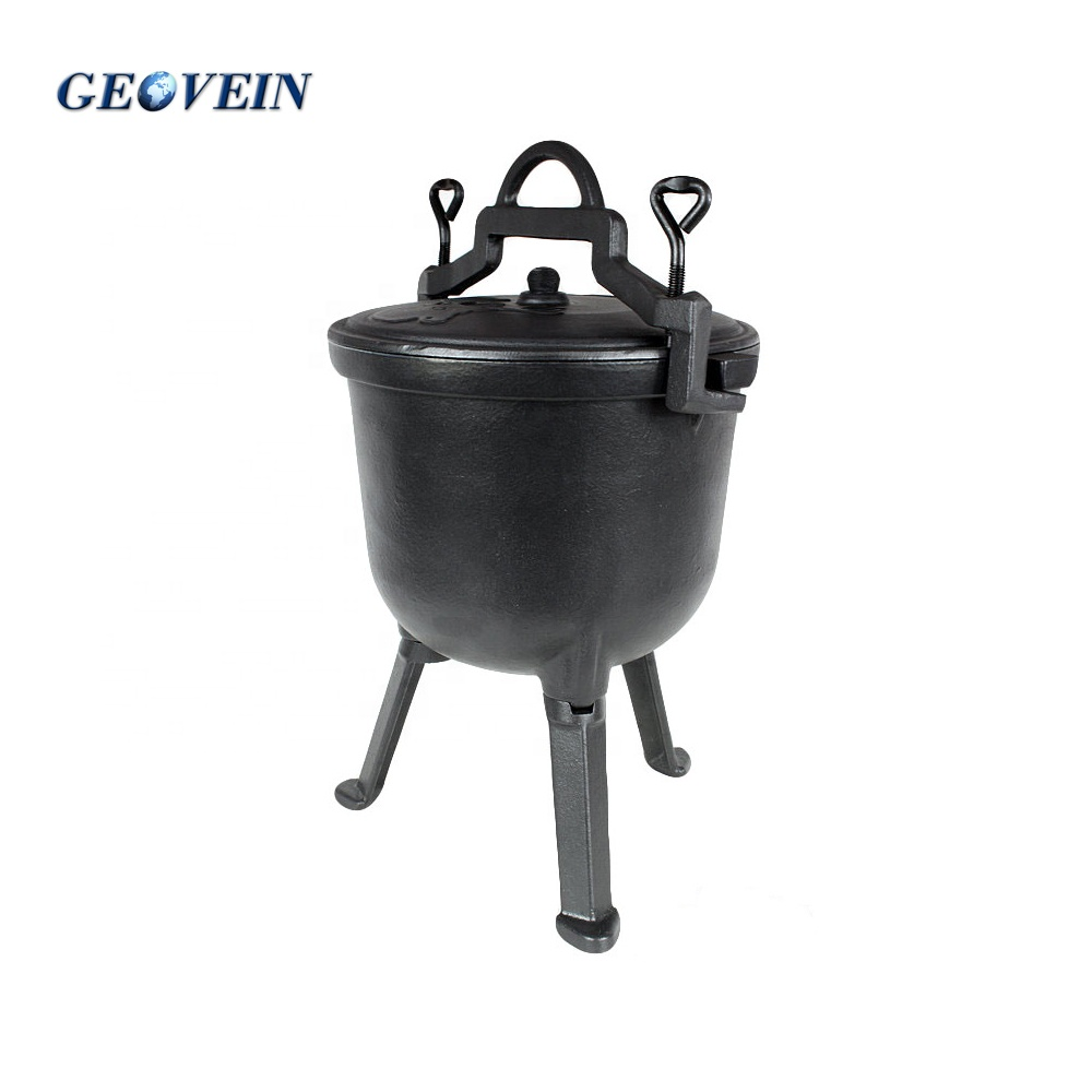 Hunting Cooking Stew Pot Cast Iron Three Legs Potjie Non-Stick Cauldron Pot