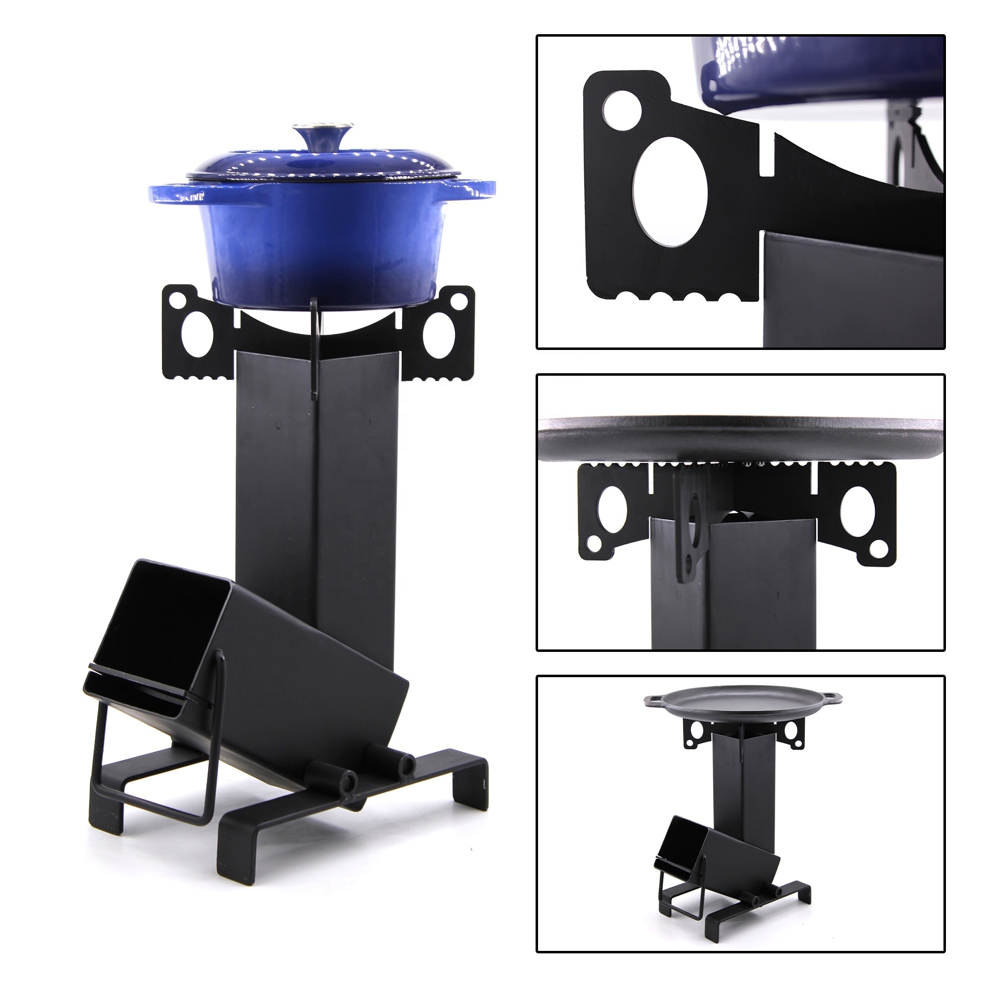 Wood Burning Stove BBQ grill pan skillet portable collapsible rocket stove Camping cooking set