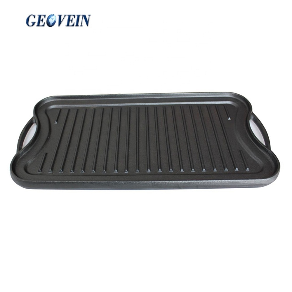 Custom Made Cast Iron BBQ Gas Charcoal Double Sided Grill Pan Korean BBQ Grill Plate