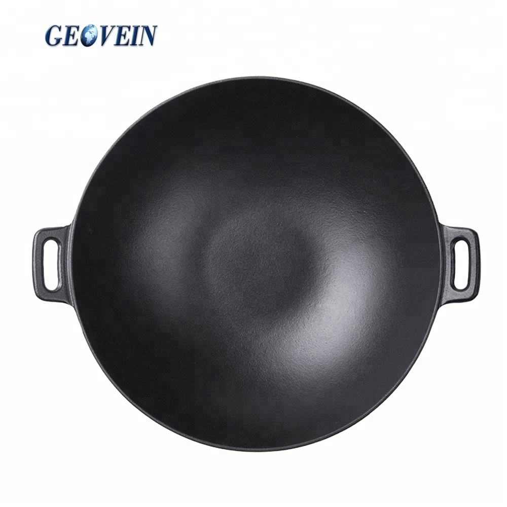 Pre-seasoned Two Handle Cast Iron Extra Large Woks