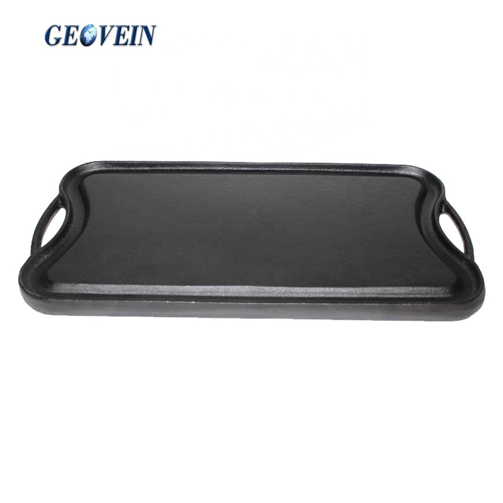 Custom Made Cast Iron BBQ Gas Charcoal Double Sided Grill Pan Korean BBQ Grill Plate