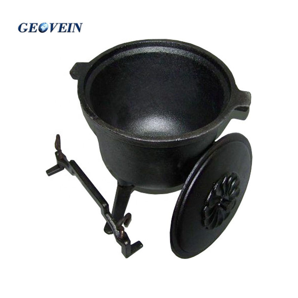 Hunting Cooking Stew Pot Cast Iron Three Legs Potjie Non-Stick Cauldron Pot