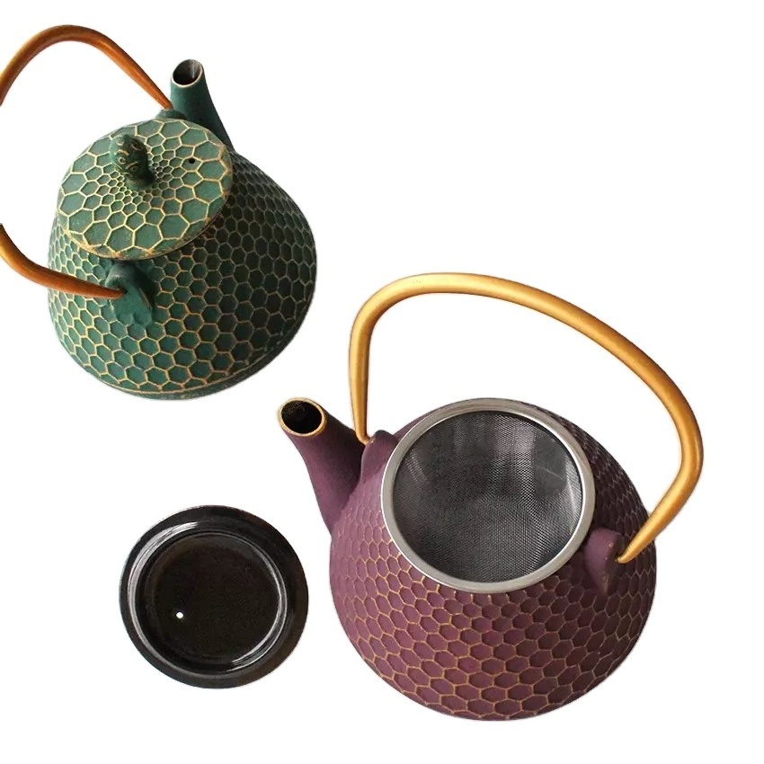 Japanese Style 800ml Enameled Cast Iron Tea Pot Stovetop Tea Kettle  with Removable Stainless Steel Infuser For Loose Tea