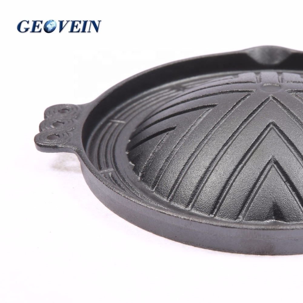 Cast Iron Cookware Korean Pan Round Domed BBQ Plate