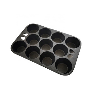 Preseasoned Nonstick Cupcake Rectangle Baking Pan 11 cup Cast Iron Muffin Pan