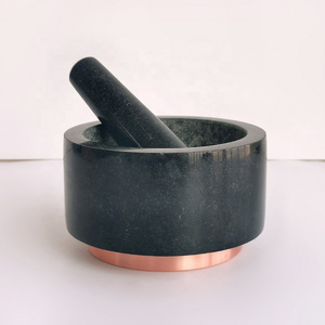 Hot Sale Natural Stone marble mortar and pestle set black stone garlic grinder & pounder