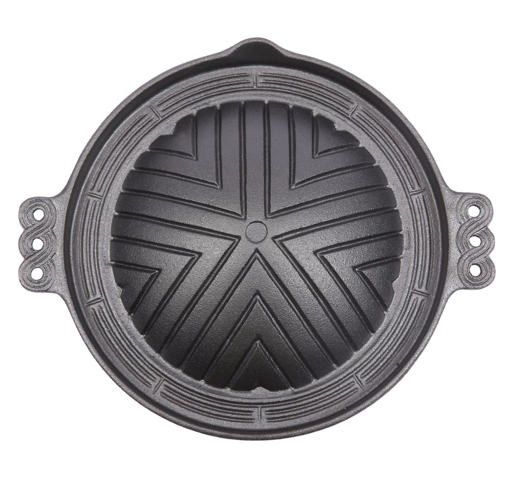 Cast Iron Cookware Korean Pan Round Domed BBQ Plate