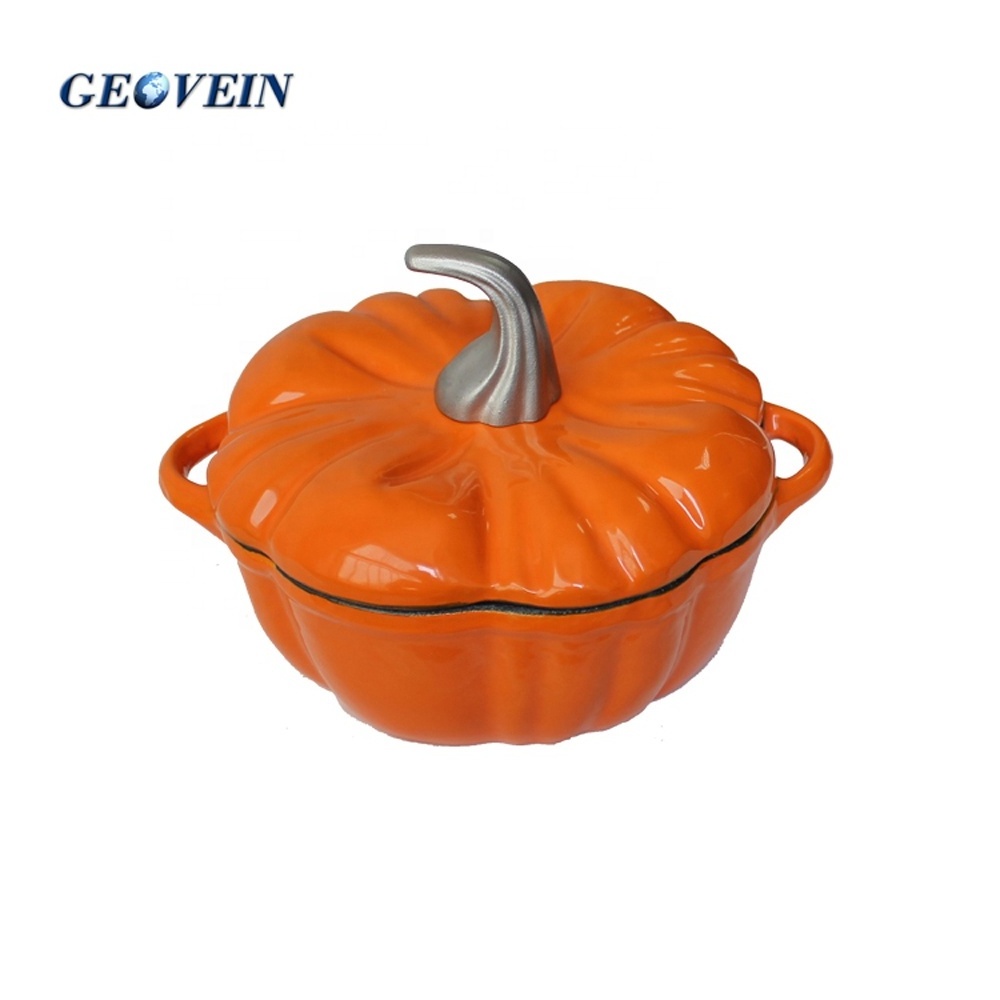 oval shape induction casserole soup pot cast iron enamel Pumpkin cooking pot