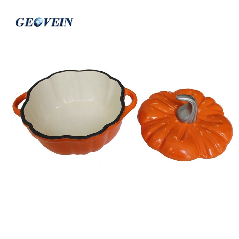 oval shape induction casserole soup pot cast iron enamel Pumpkin cooking pot