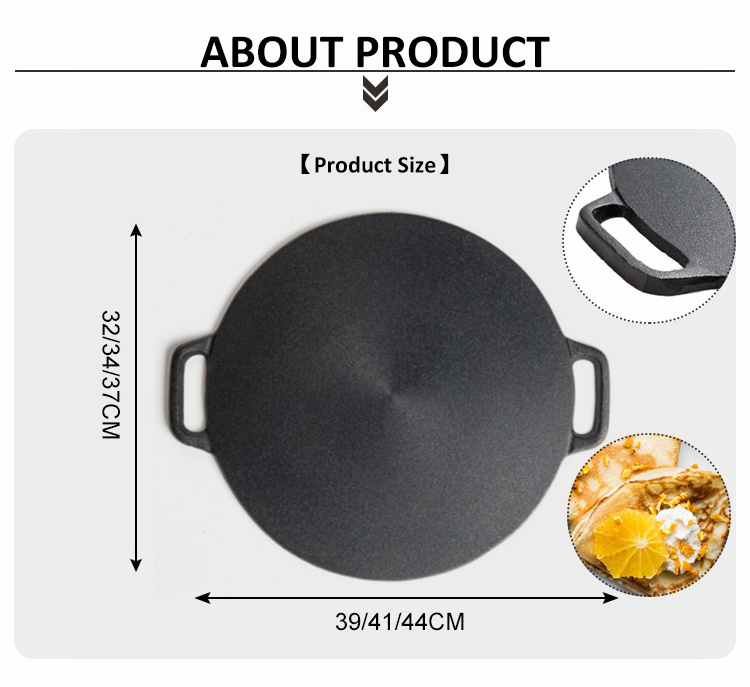 15 Inch Black Cast Iron Pizza Dosa, Roti Tawa,Crepe Pan For Cooking on Gas, Induction and Electric Cooktops