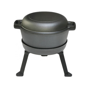 Campfire Outdoor Camping Cookware Cast Iron Hunting Cauldron With 3 legs stand