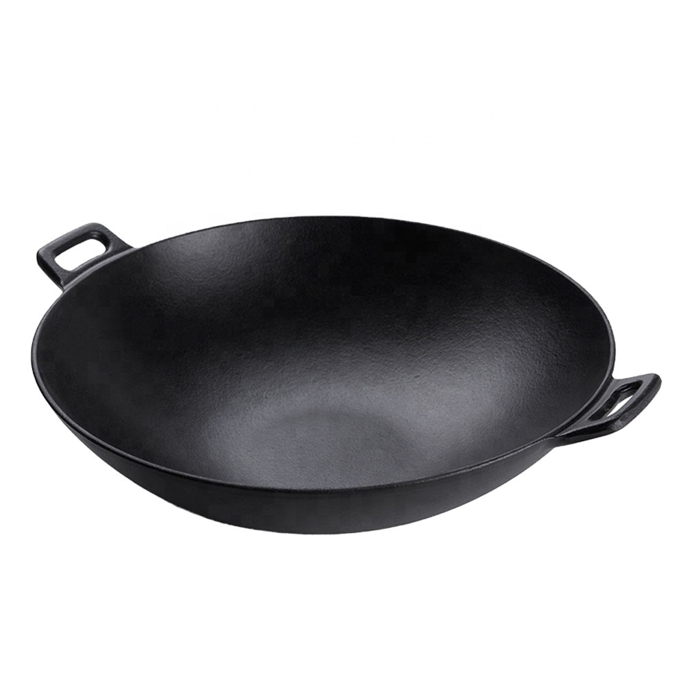 Pre-seasoned Two Handle Cast Iron Extra Large Woks