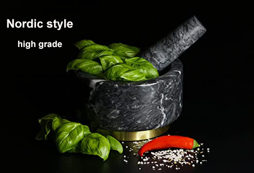 Hot Sale Natural Stone marble mortar and pestle set black stone garlic grinder & pounder