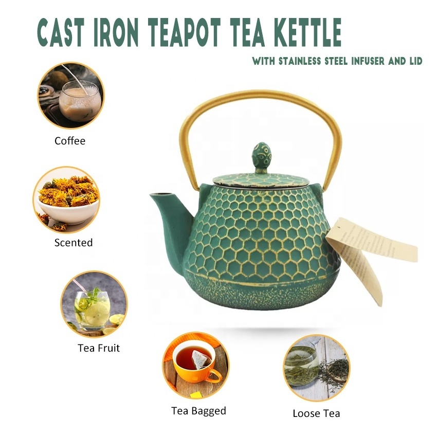 Japanese Style 800ml Enameled Cast Iron Tea Pot Stovetop Tea Kettle  with Removable Stainless Steel Infuser For Loose Tea